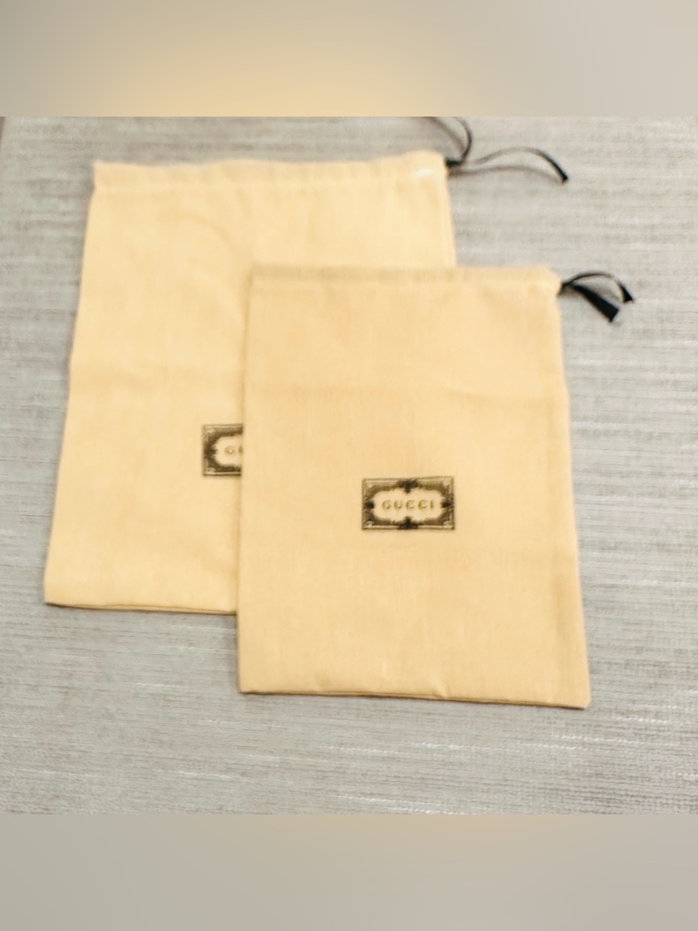 Authentic GUCCI Dust Bags Set of 2 Cream Tan Cotton Vintage Logo Pouch Sleeves